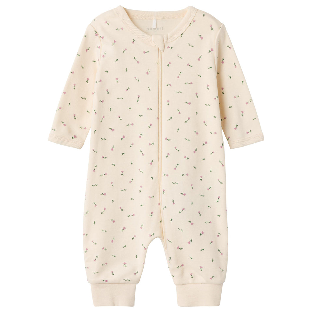 Name It Kinder NBFNIGHTSUIT ZIP BUTTERCREAM FLORAL NOOS Schlafanzug aus Bio-Baumwolle mit Baumwolle