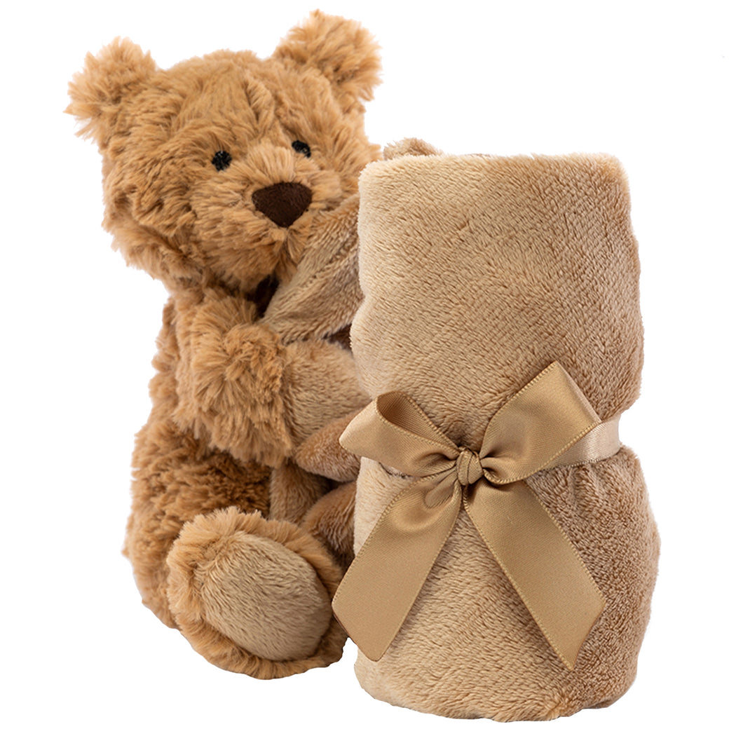 Jellycat Kinder Bartholomew Bear Soother Kuscheltier Bär mit kleiner Decke 34 cm Größe Einheitsgröße