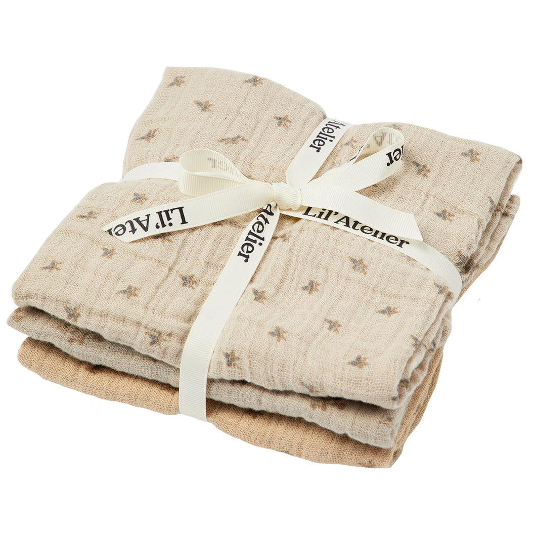 Lil' Atelier NBNISLEY 3PACK NAPPIES AU LIL 3er-Pack Tücher aus Bio-Baumwolle ca. 70 x 70 cm Größe Einheitsgröße