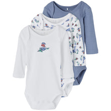 Das Bild in den Galerie-Viewer laden, Name It Kinder NBMBODY 3P LS WILD WIND DINO NOOS Langarmbody 3er-Pack aus Bio-Baumwolle und Baumwolle
