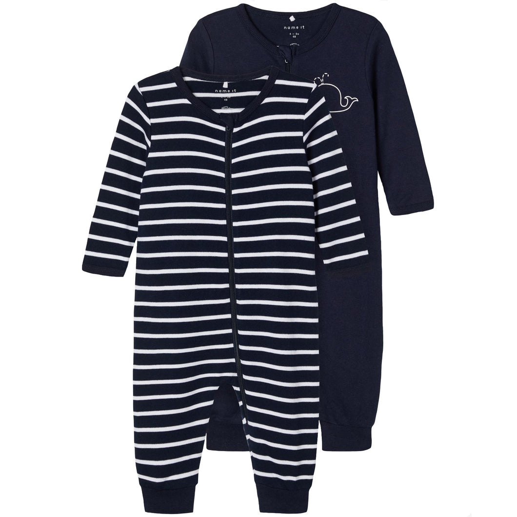 Name It Kinder NBMNIGHTSUIT 2P ZIP DARK SAPPHIRE 2 NOOS aus Bio-Baumwolle