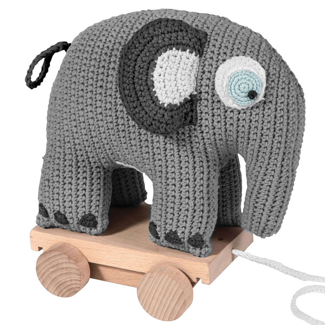 Sebra Crochet Pull-Along Toy Kinder Häkel Elefant auf Rädern L24cm W13cm H25cm Größe Einheitsgröße